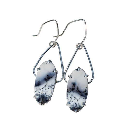 Dendrite Opal Petal Earrings