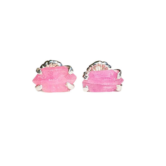 Hexagonal Pink Sapphire Studs