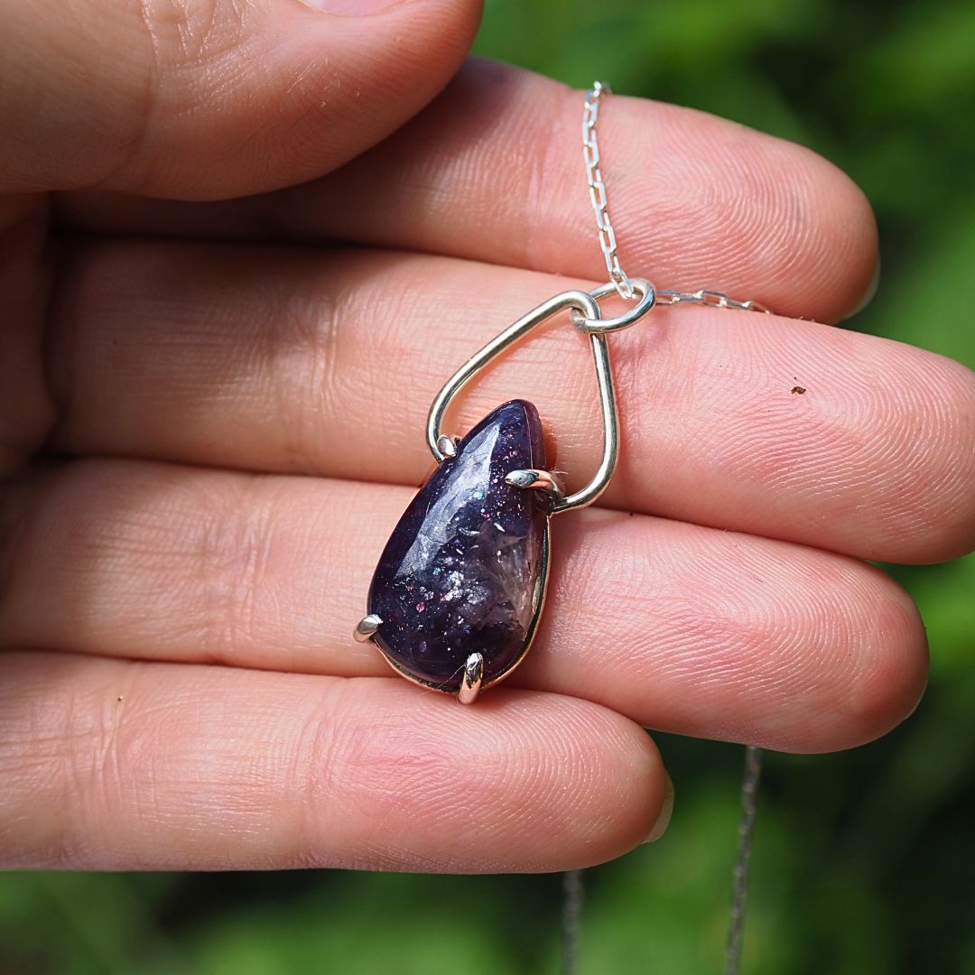 Iolite Sunstone Petal Necklace