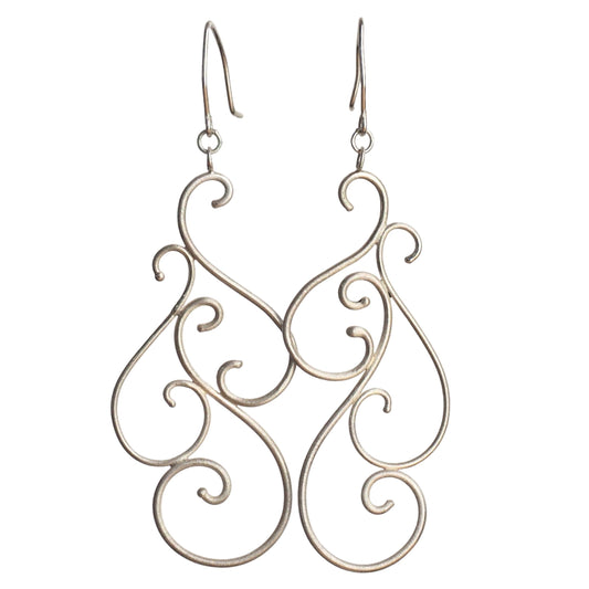 Large Silver Scroll Earrings