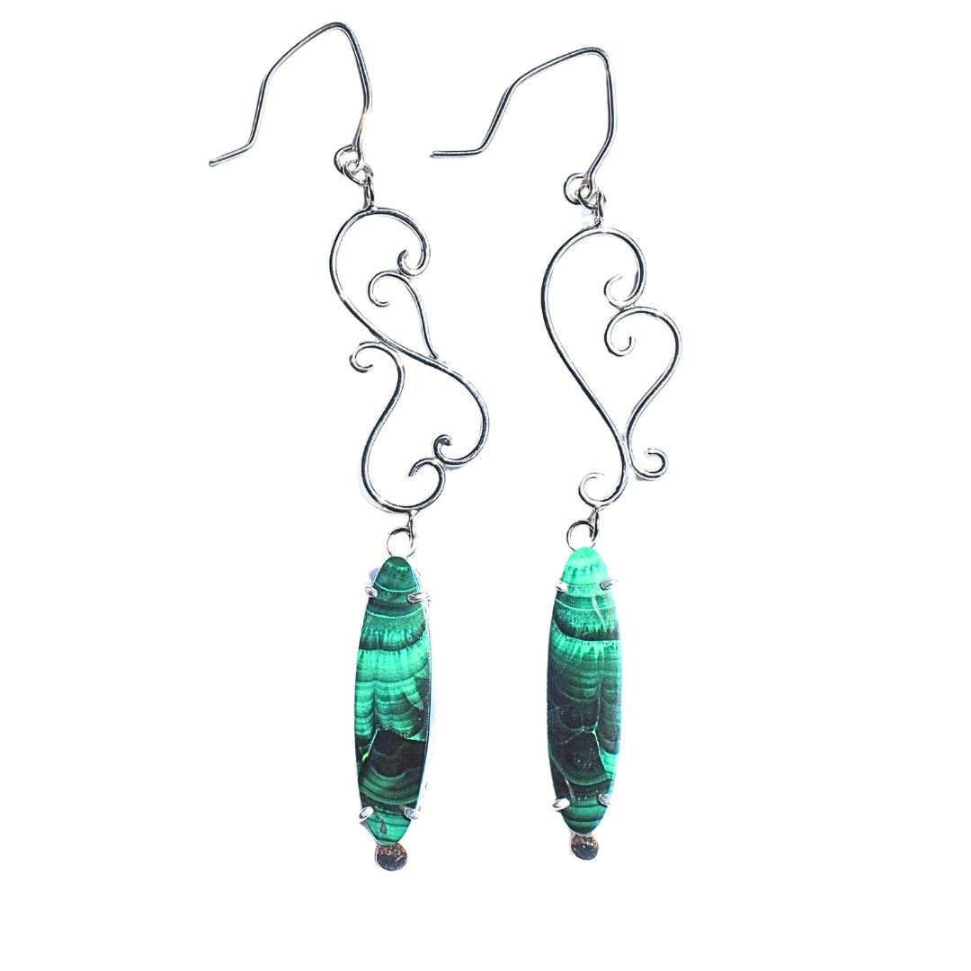 Malachite Scroll Earrings