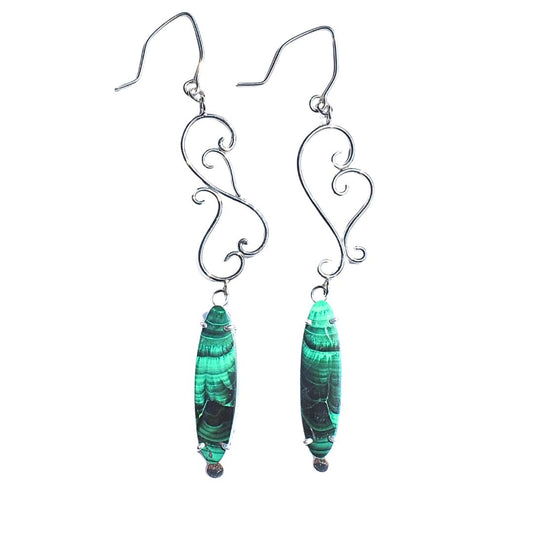 Malachite Scroll Earrings