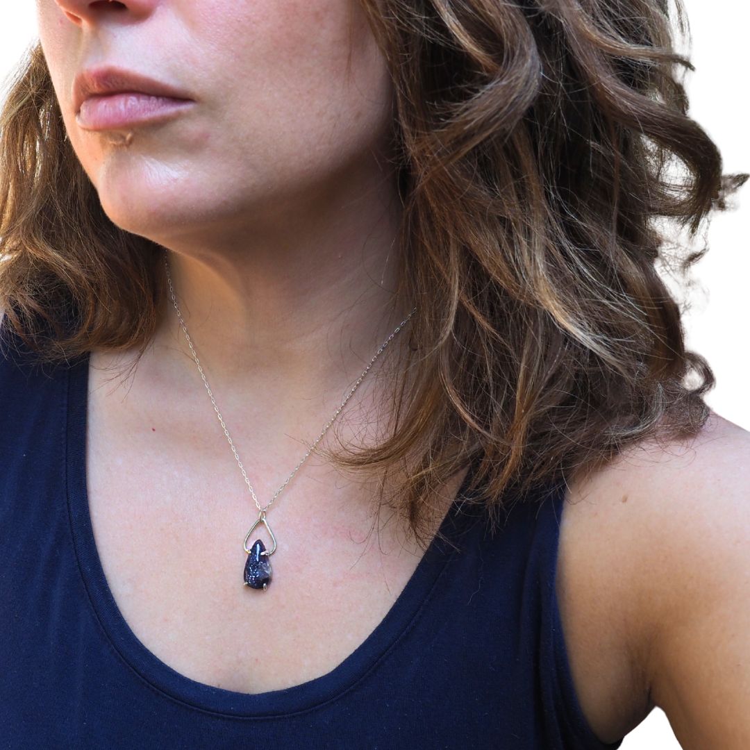 Iolite Sunstone Petal Necklace