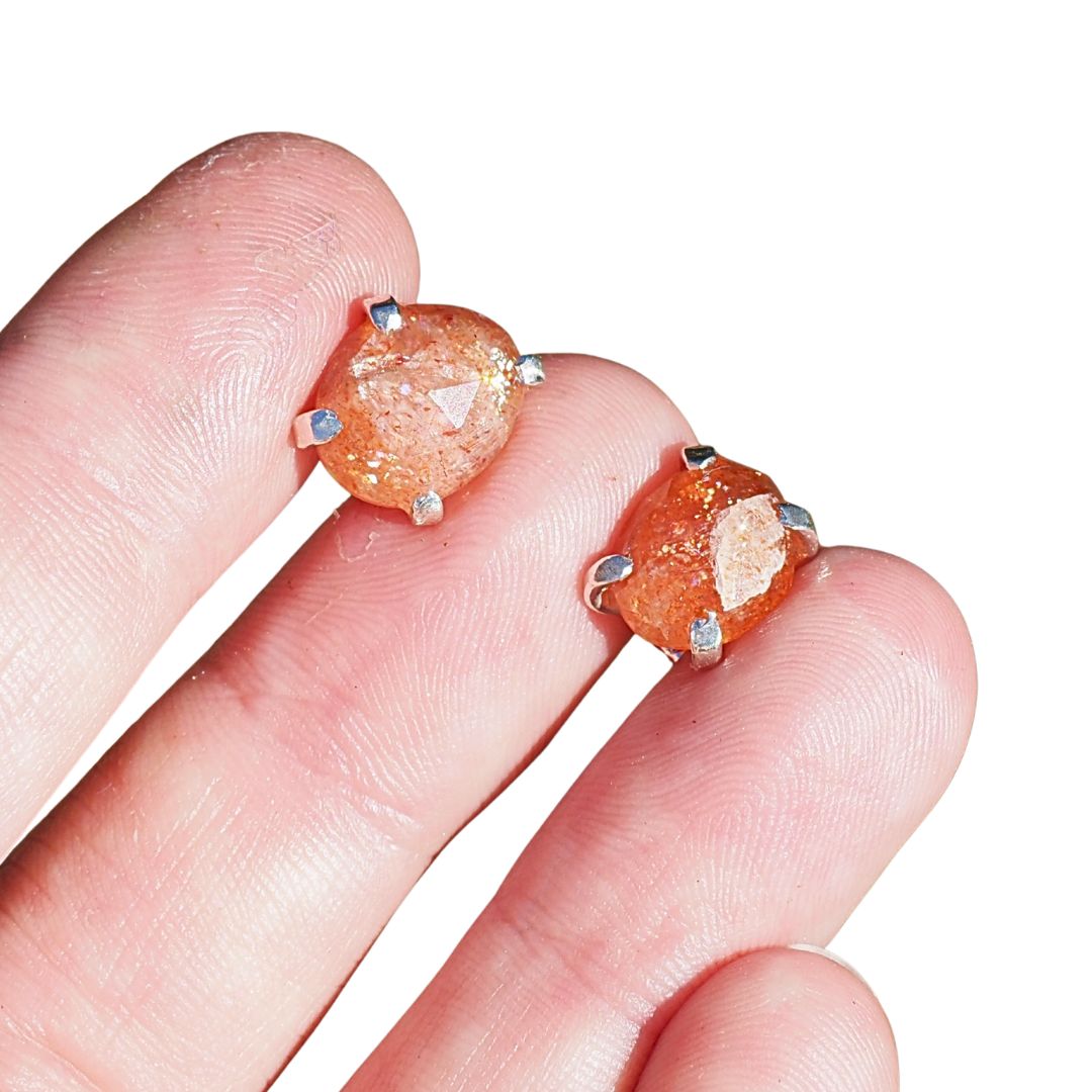 Rose Cut Sunstone Studs