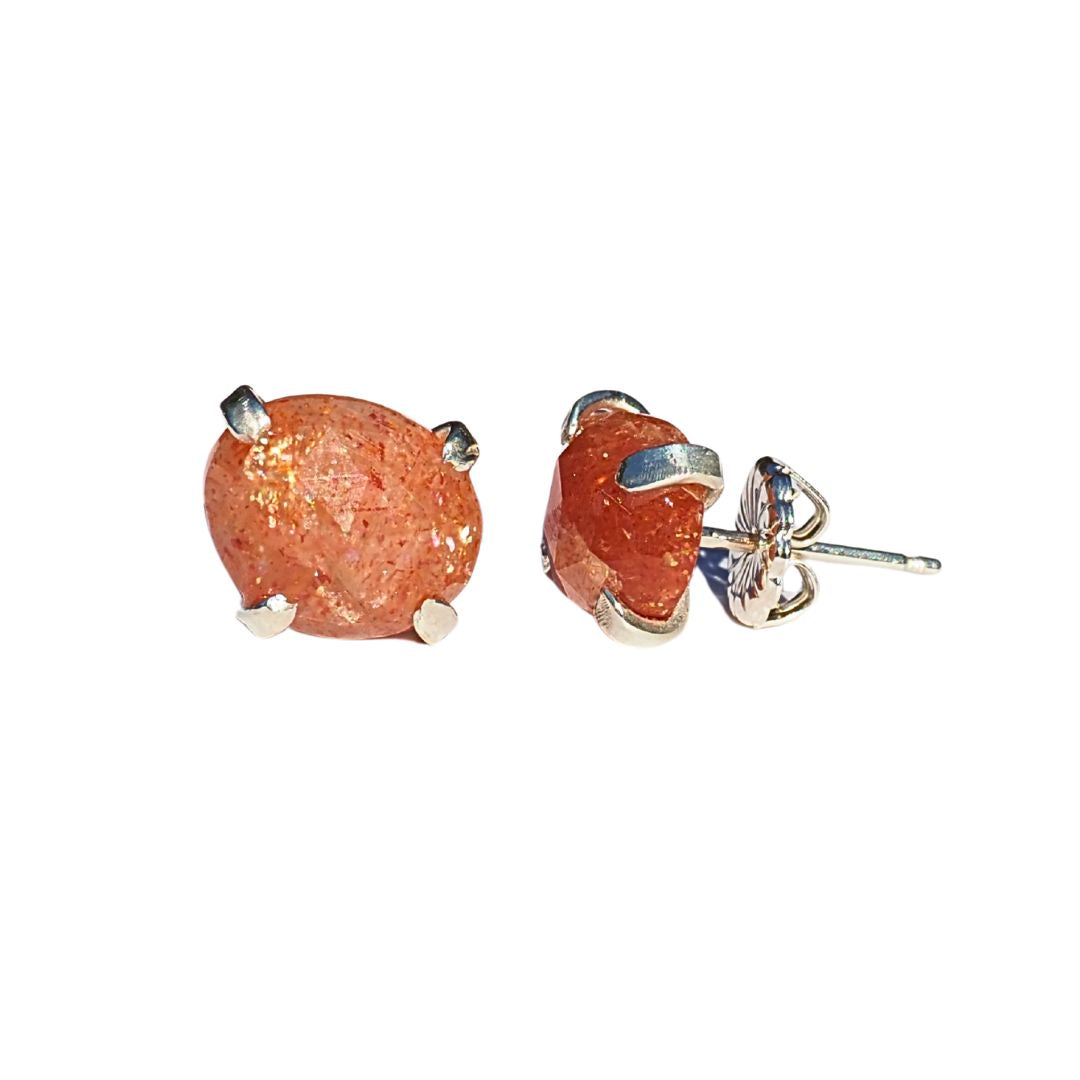 Rose Cut Sunstone Studs