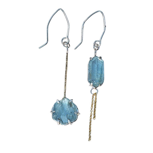 Two-Tone Kyanite Asymmetrical Earrings