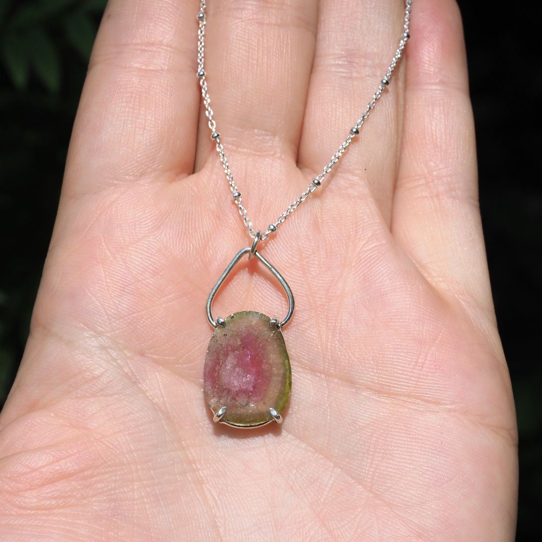 Watermelon Tourmaline Petal Necklace
