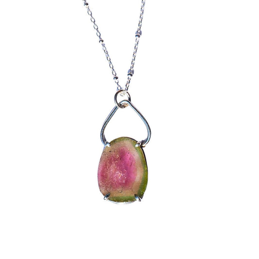 Watermelon Tourmaline Petal Necklace