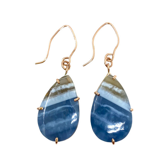 14k Blue Opal Earrings