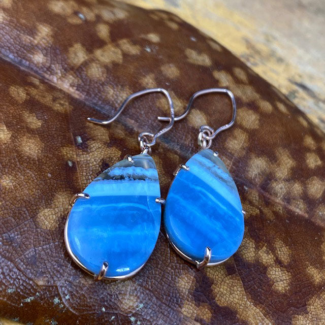 14k Blue Opal Earrings