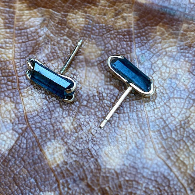 14k Blue Tourmaline Studs