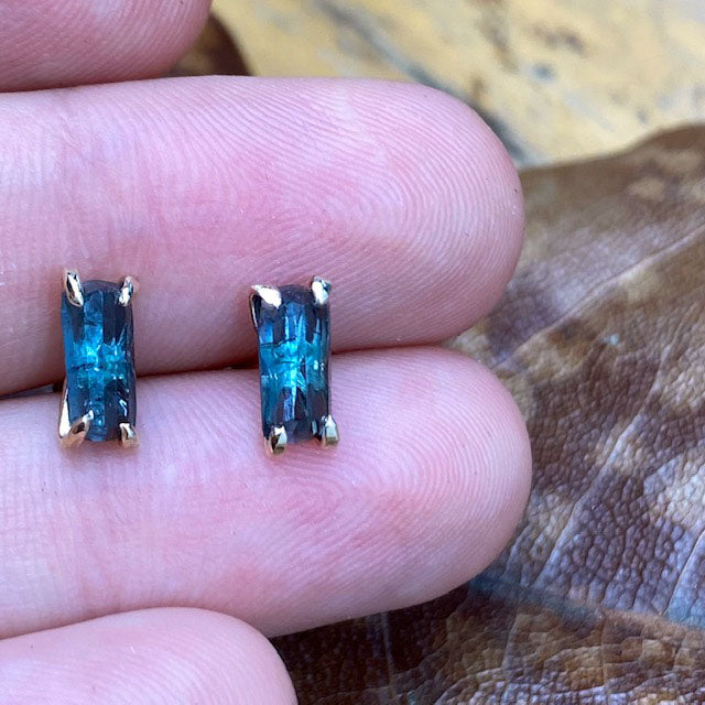 14k Blue Tourmaline Studs