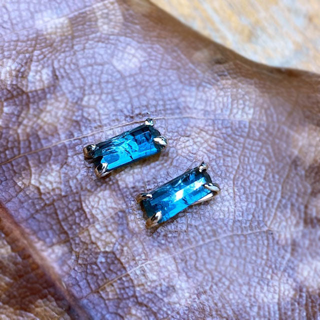 14k Blue Tourmaline Studs