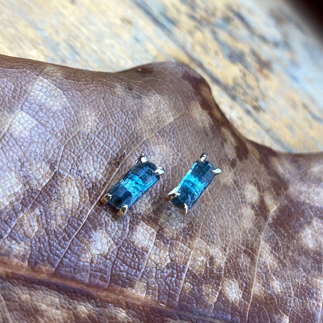 14k Blue Tourmaline Studs