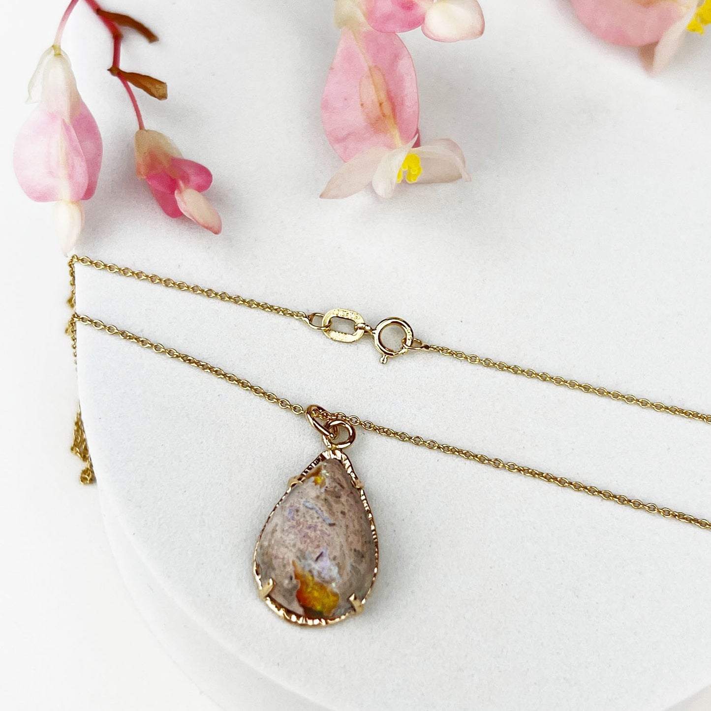 14k Boulder Opal Drop Necklace