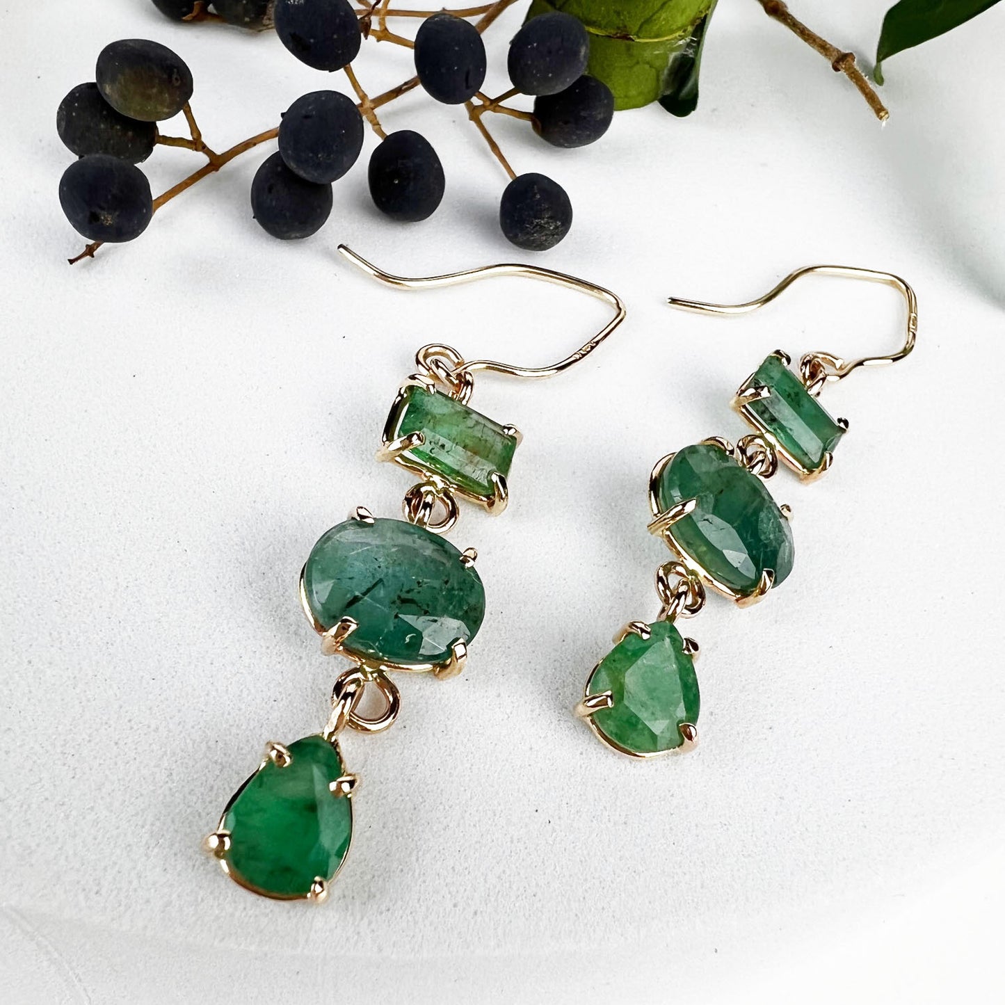 14k Emerald Earrings