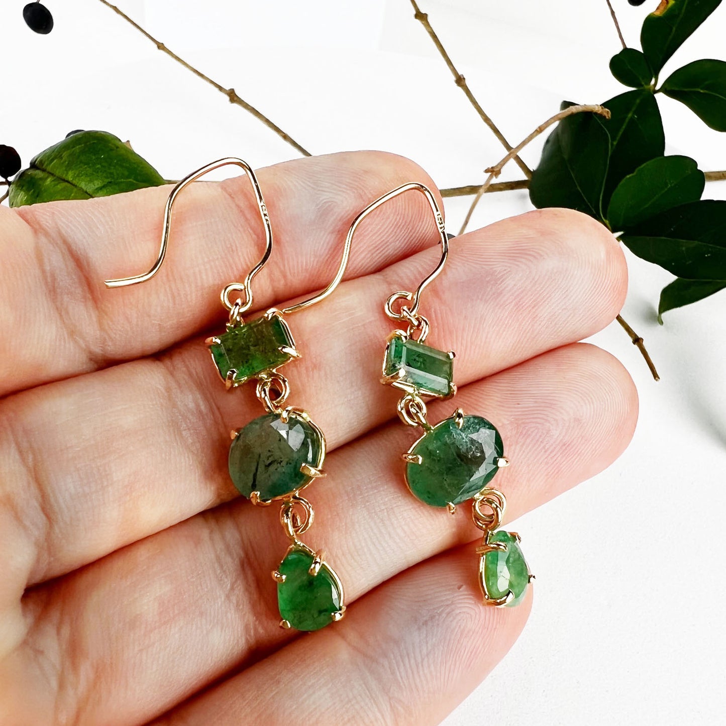 14k Emerald Earrings
