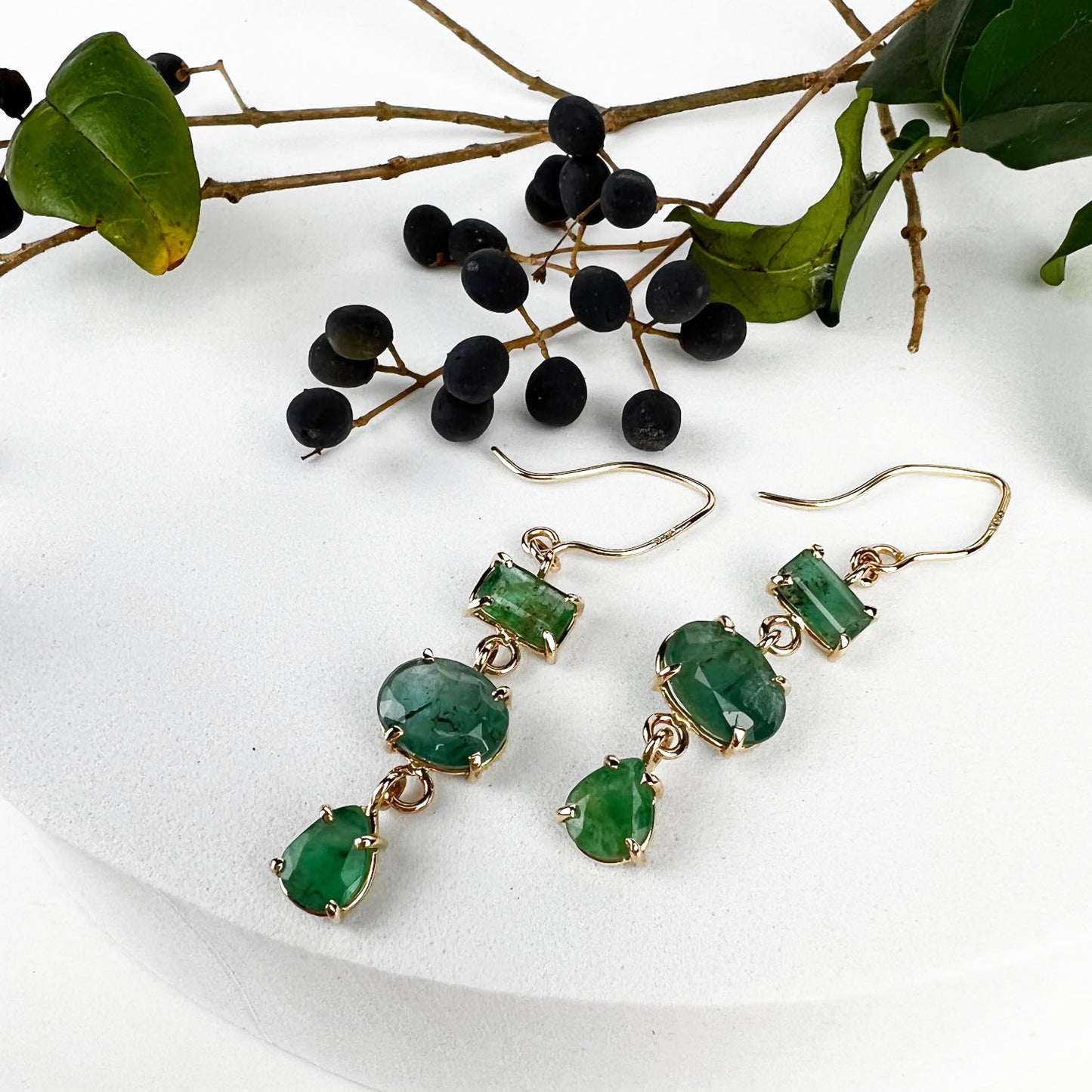 14k Emerald Earrings