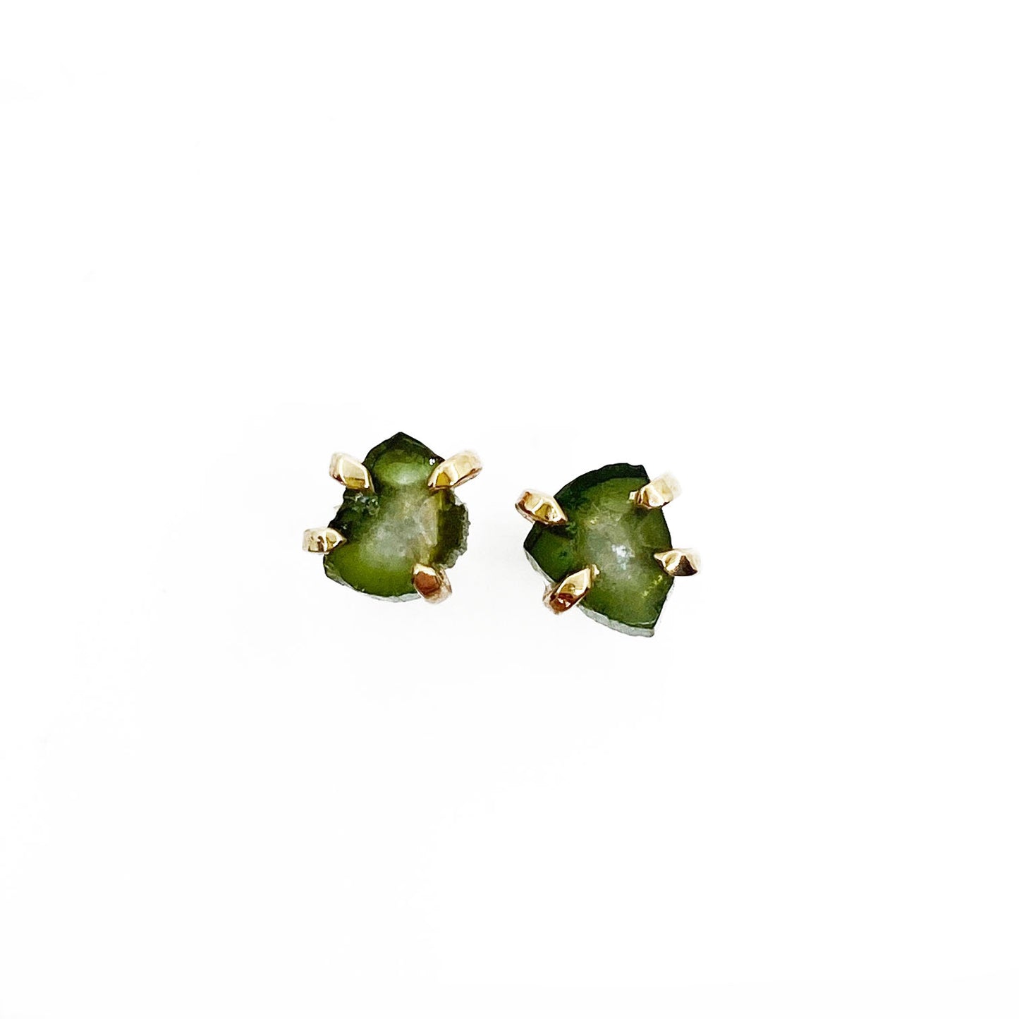 14k Green Watermelon Tourmaline Studs