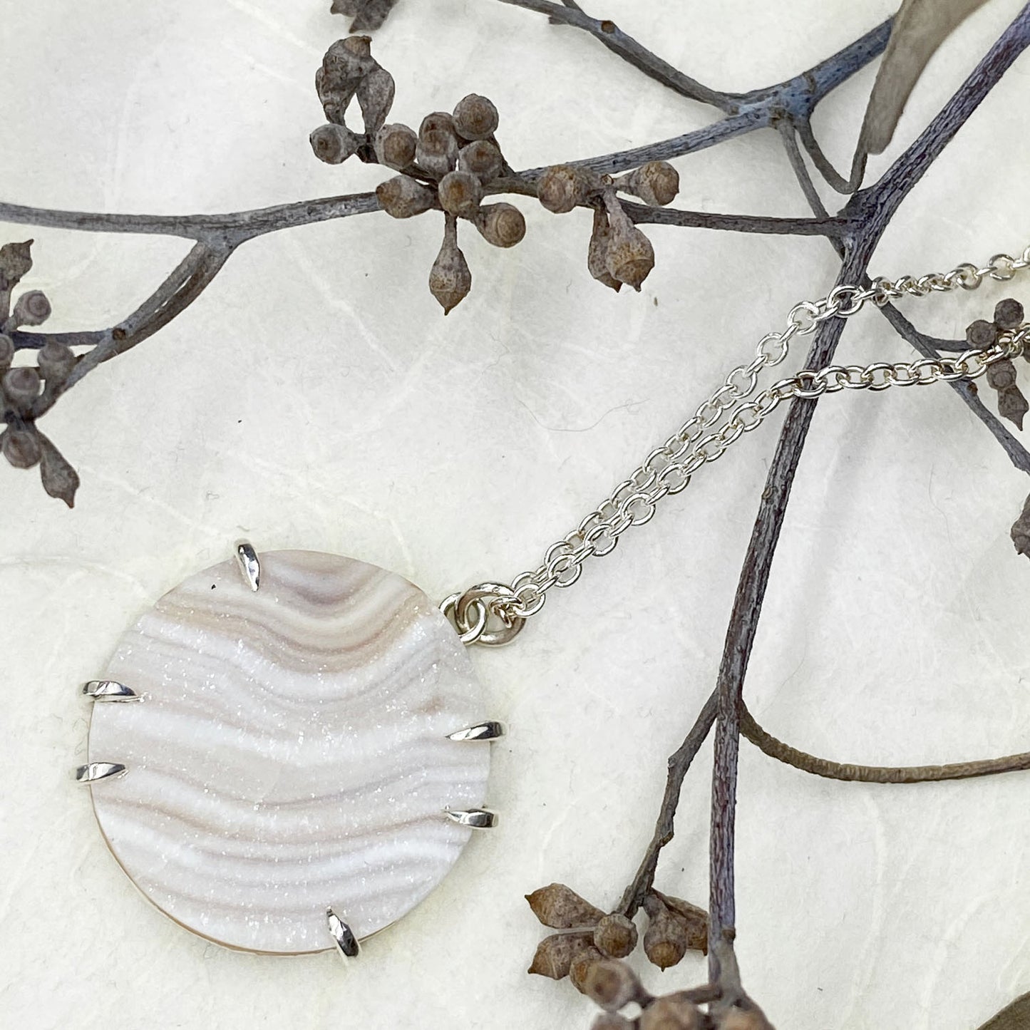 Chalcedony Druzy Necklace