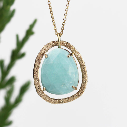 Turquoise Stardust Necklace 14k Yellow Gold