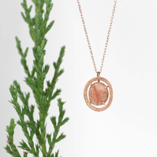 Sunstone Stardust Necklace 14k Rose Gold