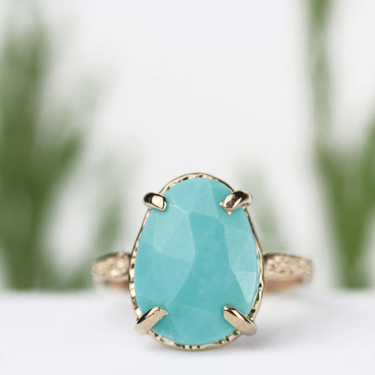 Turquoise Stardust Ring 14k Yellow Gold