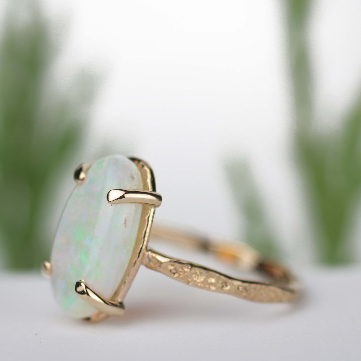 Opal Stardust Ring 14k Yellow Gold