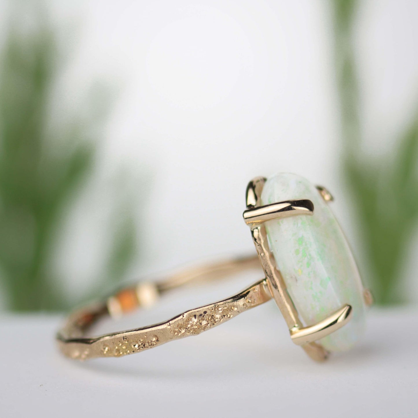 Opal Stardust Ring 14k Yellow Gold