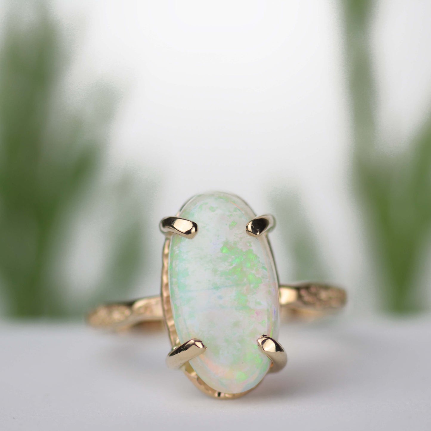 Opal Stardust Ring 14k Yellow Gold