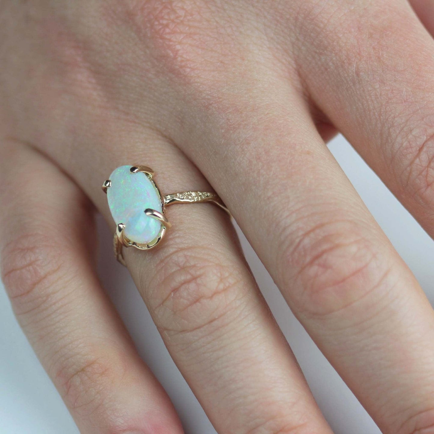 Opal Stardust Ring 14k Yellow Gold