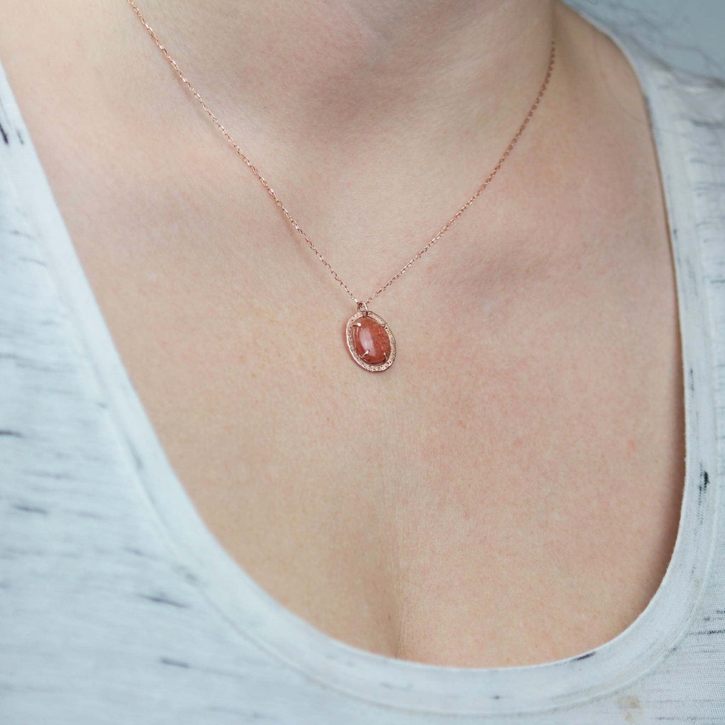 Sunstone Stardust Necklace 14k Rose Gold