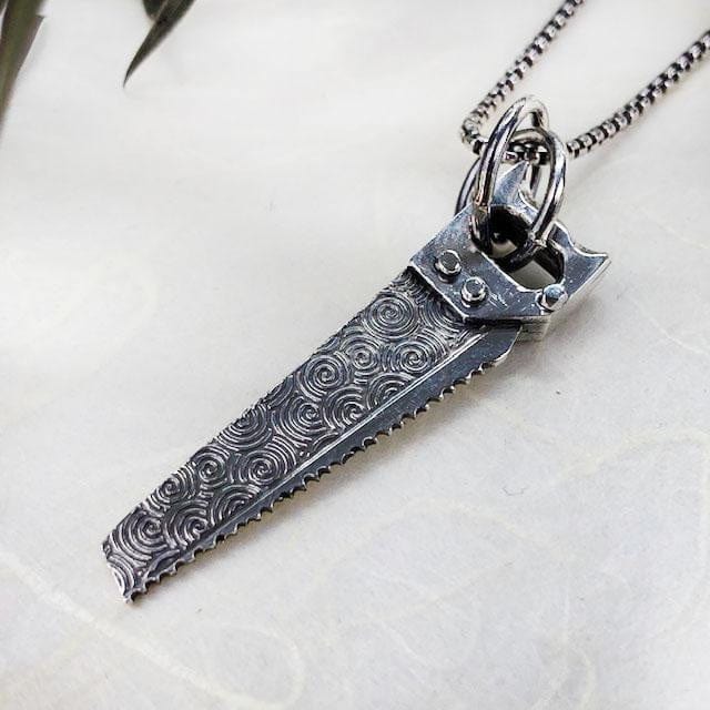 Ornate Silver Handsaw Necklace - Mettle by Abby
