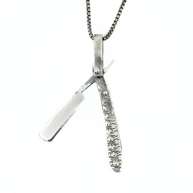 Ornate Straight Razor Necklace in Silver – Mettle by Abby