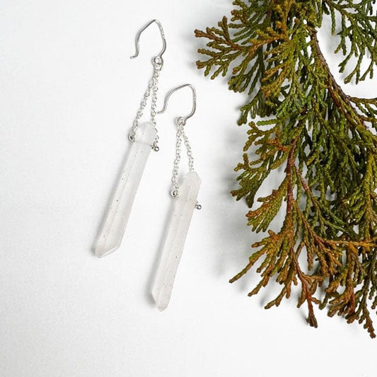 Quartz and Chain Earrings