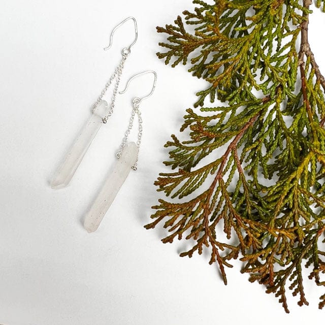 Quartz and Chain Earrings