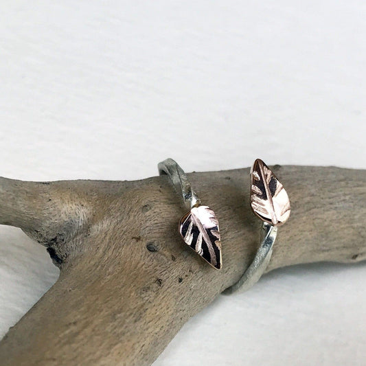 Rose Gold Elven Leaf Ring - Mettle by Abby