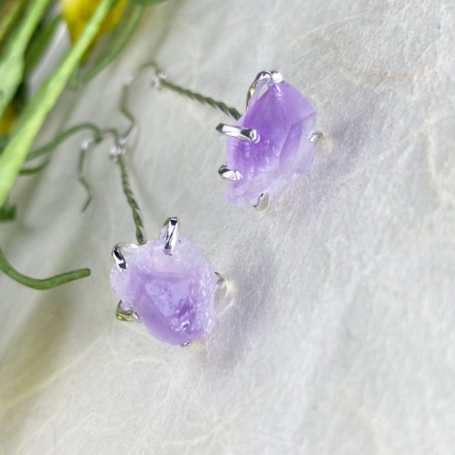 Raw amethyst store stud earrings