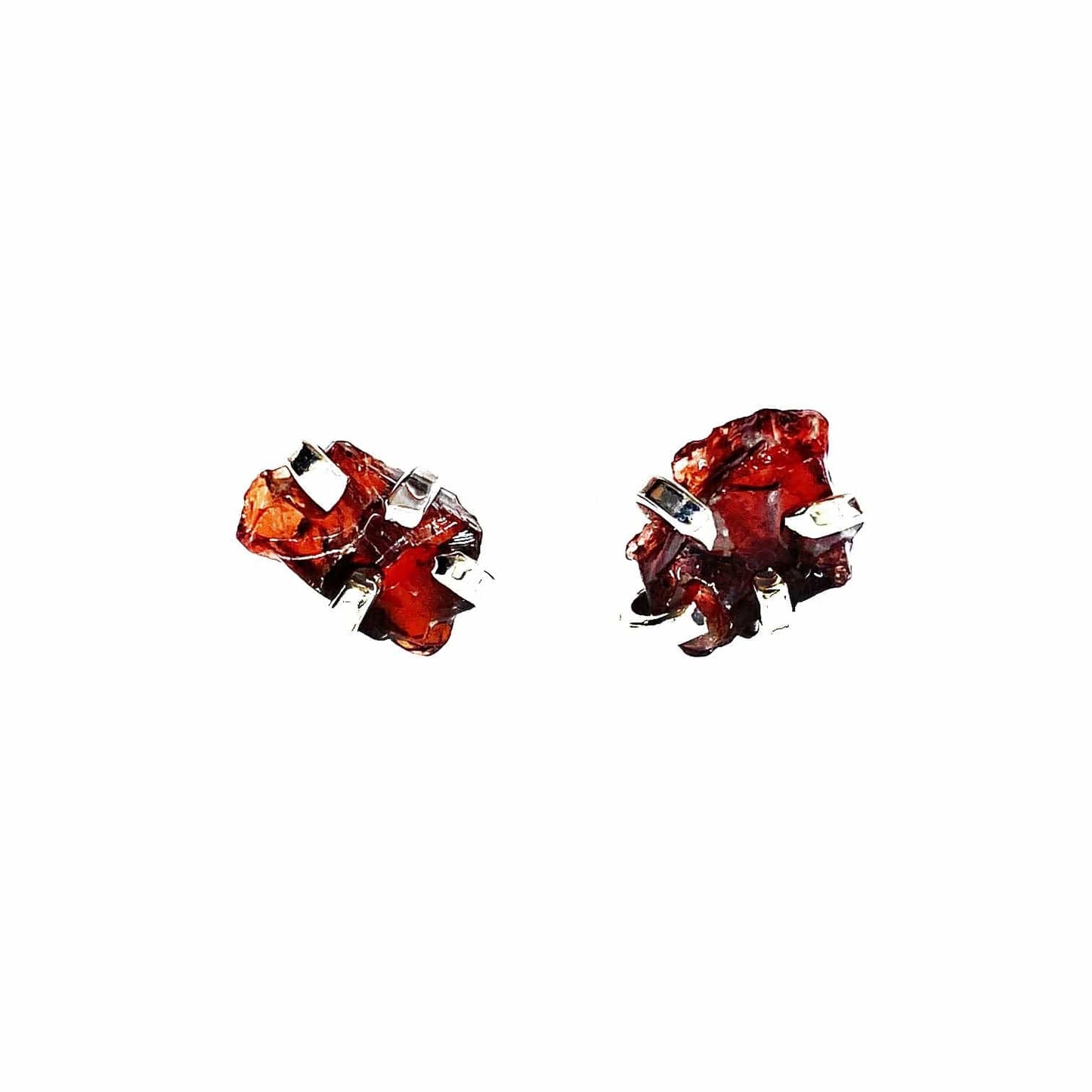 Raw Garnet Silver Studs