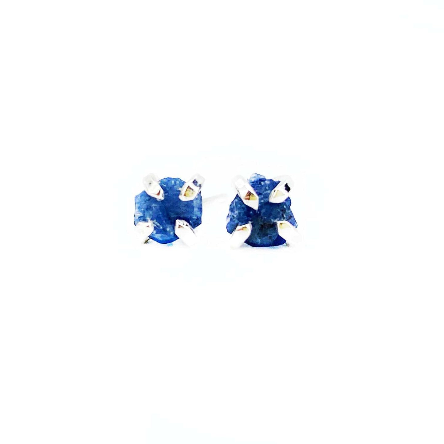 Raw Sapphire Studs in Silver