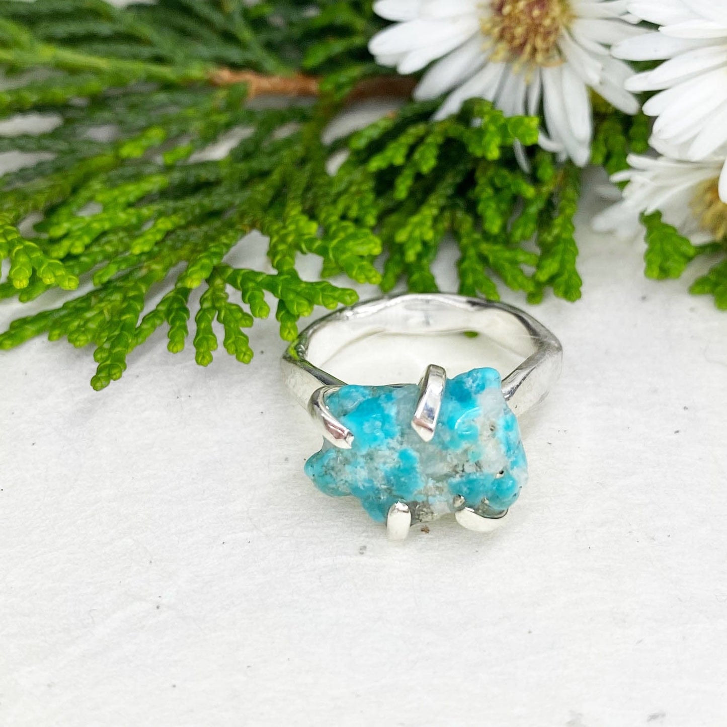 Raw Turquoise Silver Ring