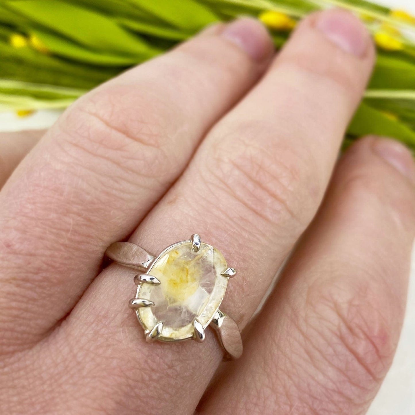Rose Cut Yellow Sapphire Ring