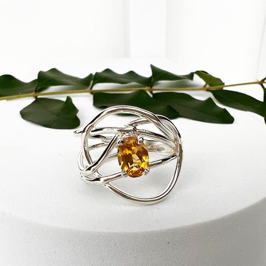 Silver Citrine Wrap Ring