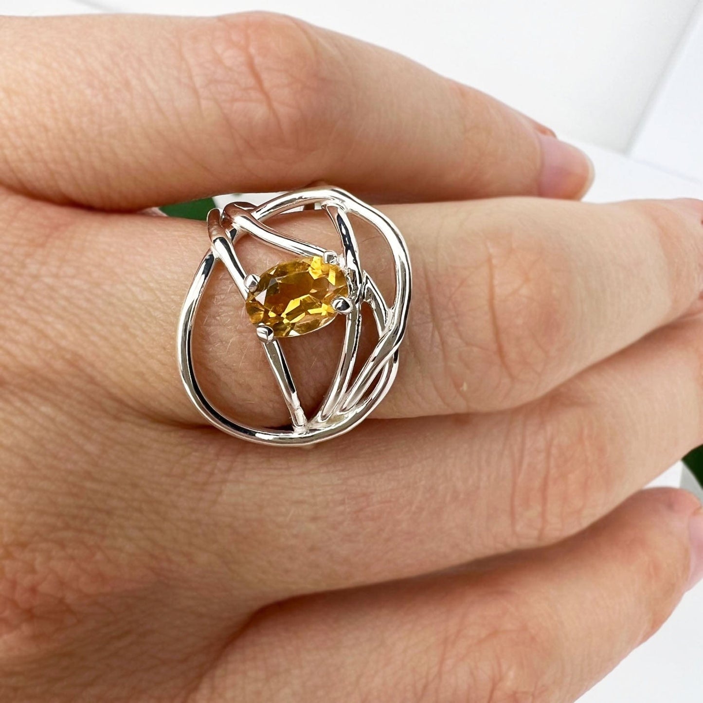 Silver Citrine Wrap Ring