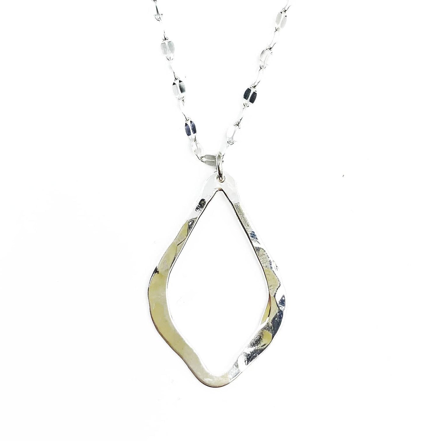 Silver Hammered Drop Necklace