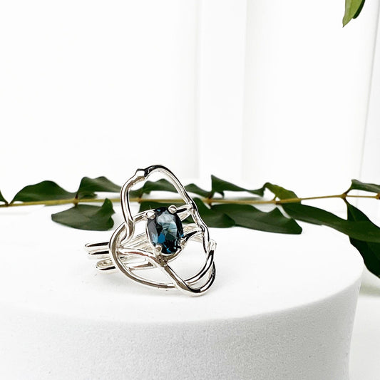 Silver London Blue Topaz Entwined Ring