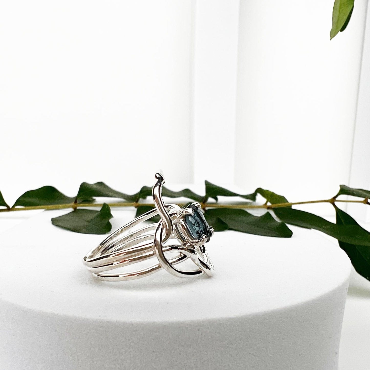 Silver London Blue Topaz Entwined Ring