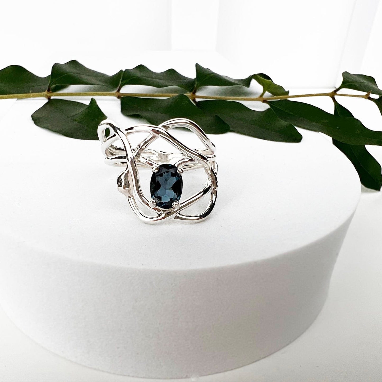 Silver London Blue Topaz Wrap Ring