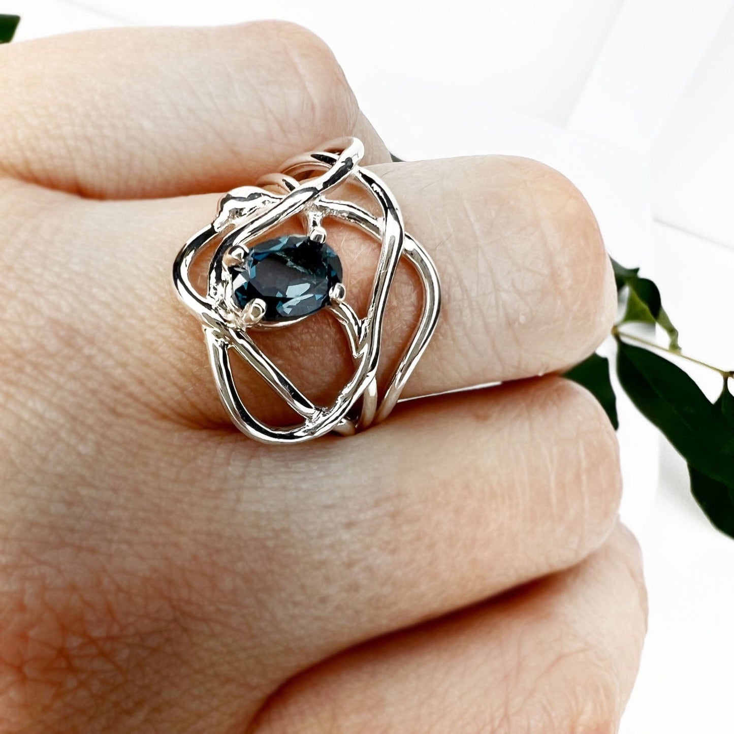 Silver London Blue Topaz Wrap Ring