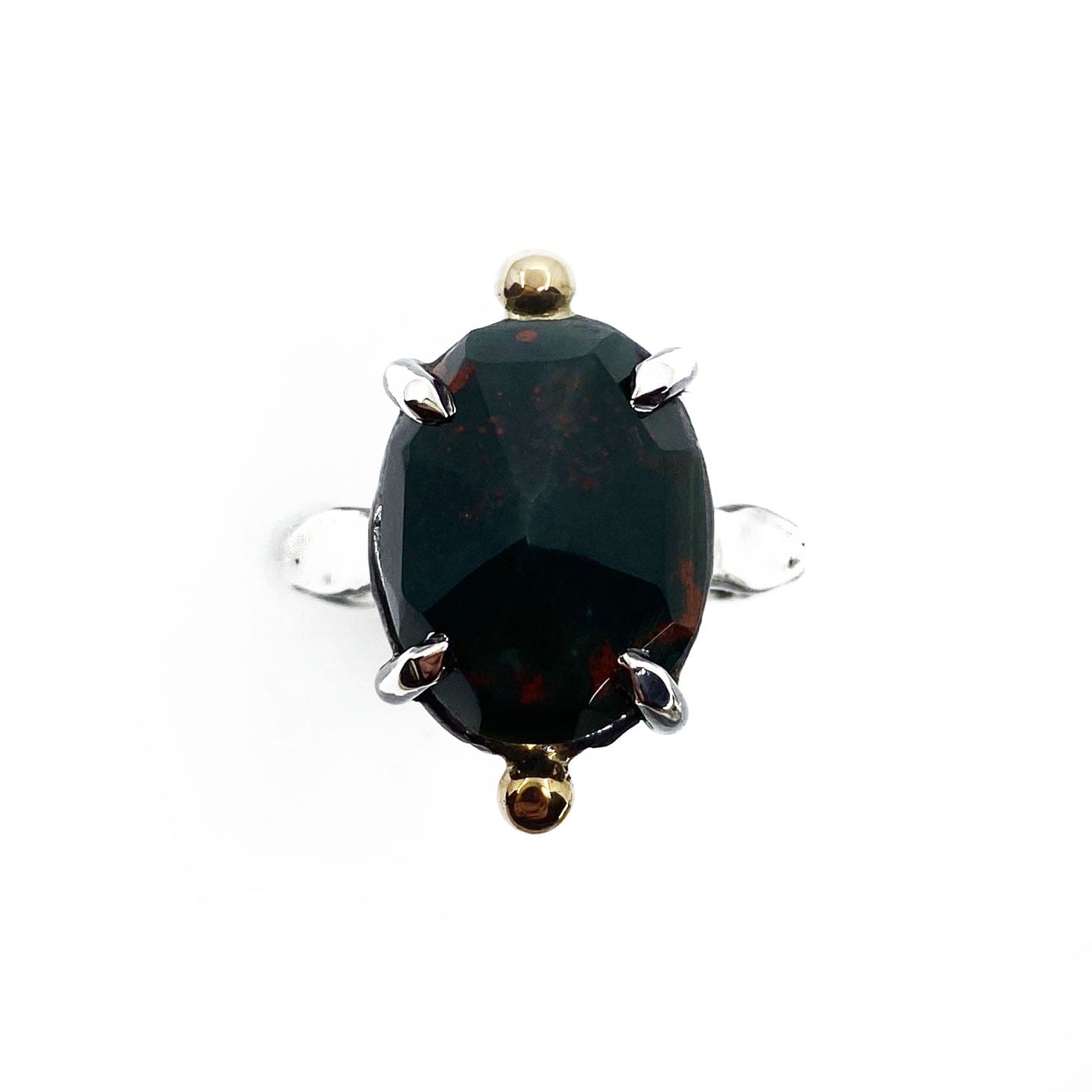 Silver and Gold Bloodstone Ring